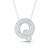 Thumbnail Image 1 of Sterling Silver Cubic Zirconia 'Q' Bubble Initial Necklace