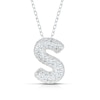 Thumbnail Image 1 of Sterling Silver Cubic Zirconia 'S' Bubble Initial Necklace