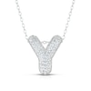 Thumbnail Image 1 of Sterling Silver Cubic Zirconia 'Y' Bubble Initial Necklace