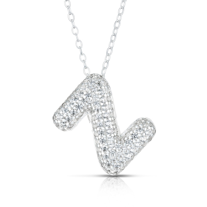 Main Image 1 of Sterling Silver Cubic Zirconia 'Z' Bubble Initial Necklace