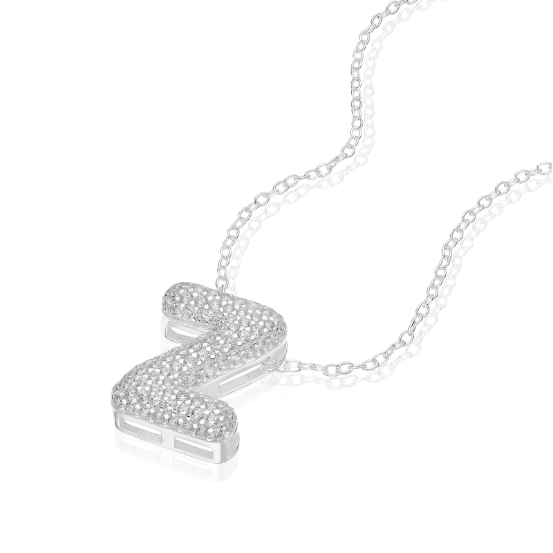 Main Image 2 of Sterling Silver Cubic Zirconia 'Z' Bubble Initial Necklace