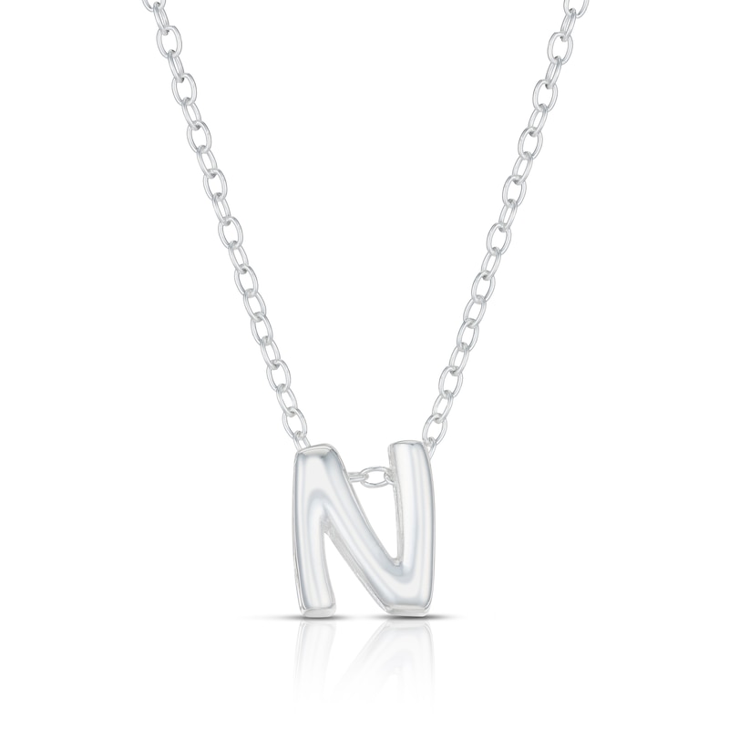 Main Image 1 of Sterling Silver 'N' Initial Necklace