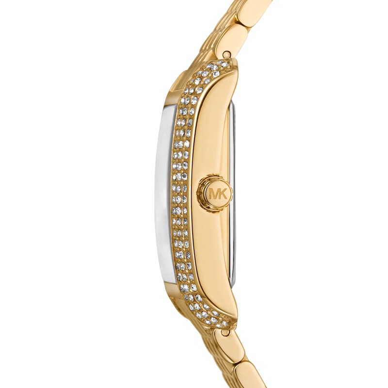 Micheal Kors Emery Ladies' Rectangle White Dial Gold Tone Bracelet Watch