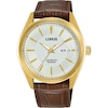 Thumbnail Image 1 of Lorus Automatic Men's White Dial Gold Tone Case Brown Leather Strap Watch