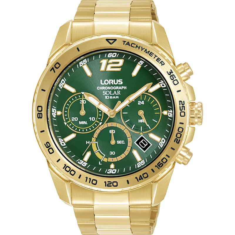 Main Image 1 of Lorus Solar Men's Chronograph Green Dial Gold Tone Stainless Steel Watch