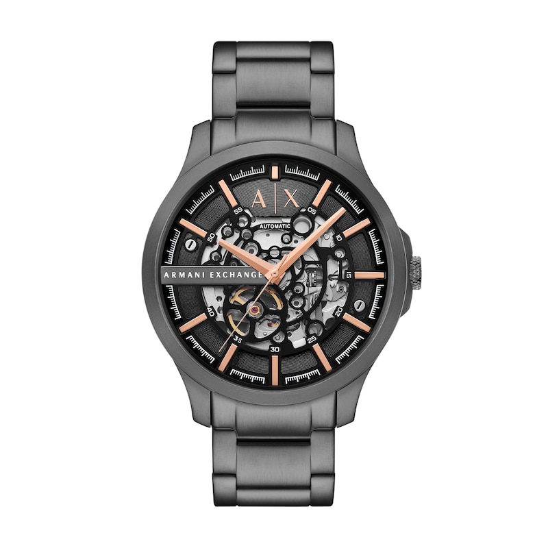 Main Image 1 of Armani Exchange Men's Skeleton Dial Black Tone Bracelet Watch