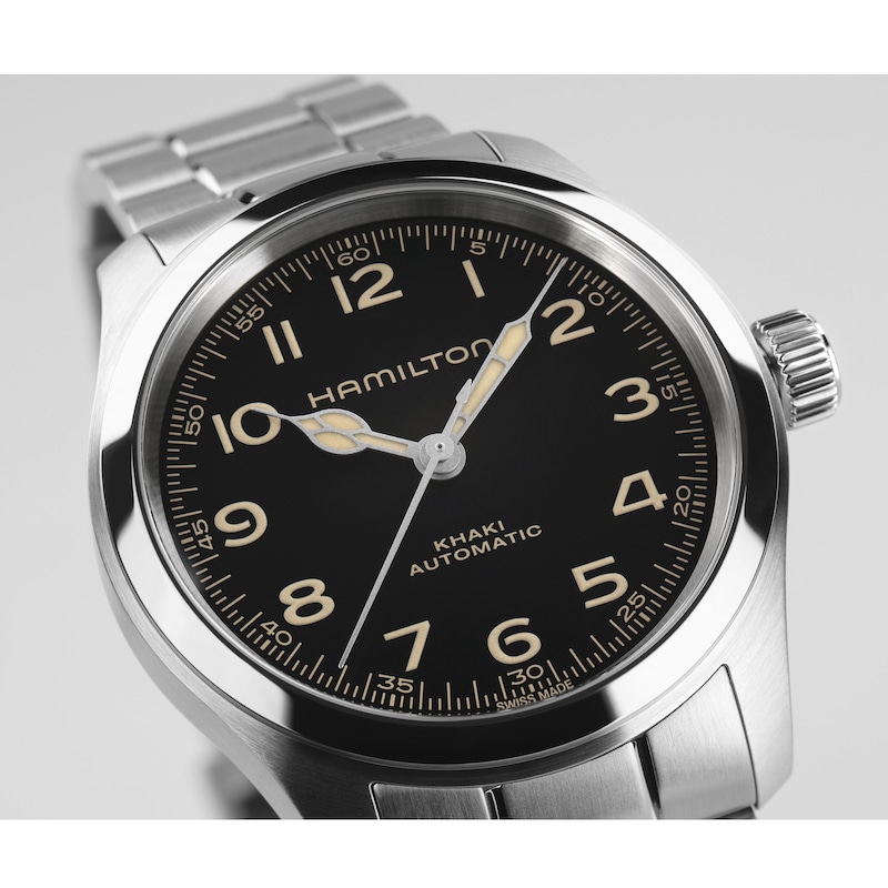 Main Image 3 of Hamilton Khaki Field Mini Muprh Men's Black Dial Stainless Steel Bracelet Watch