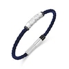 Thumbnail Image 1 of Police Warren Men's Stainless Steel Wing Logo Navy Leather Bracelet