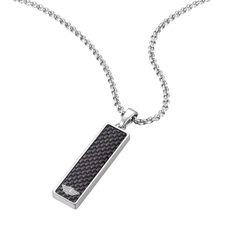 Main Image 2 of Police Engage II Brushed Stainless Steel Carbon Fibre Pendant Necklace