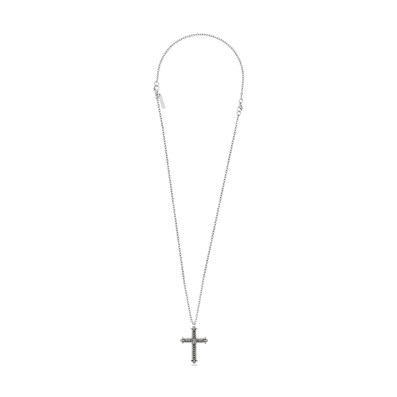 Main Image 1 of Police Whiz Antique Men's Stainless Steel Crystal Cross Pendant Necklace