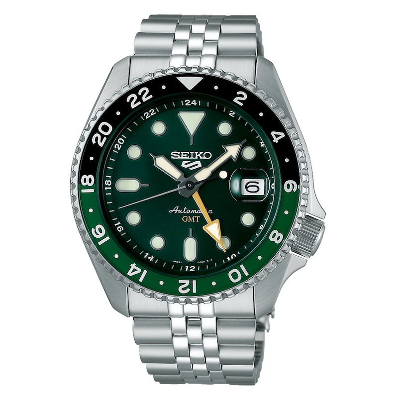 Main Image 1 of Seiko 5 Sports SKX GMT Men's Bi-Colour Bezel Green Dial Bracelet Watch