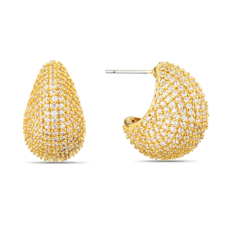 Main Image 1 of Gold Tone Pavé Set Cubic Zirconia Dome Stud Earrings