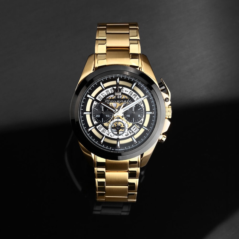 Main Image 6 of Maserati Traguardo Men's Skeleton Dial Gold Tone Bracelet Watch