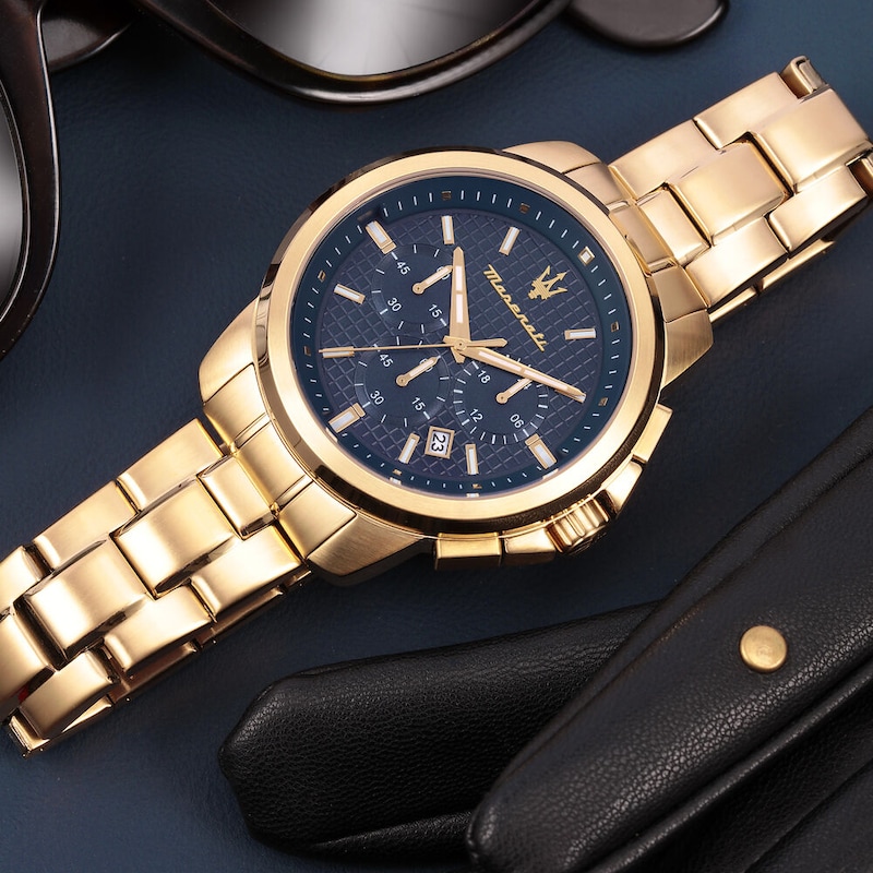 Main Image 6 of Maserati Successo Men's Blue Dial Gold Tone Bracelet Watch