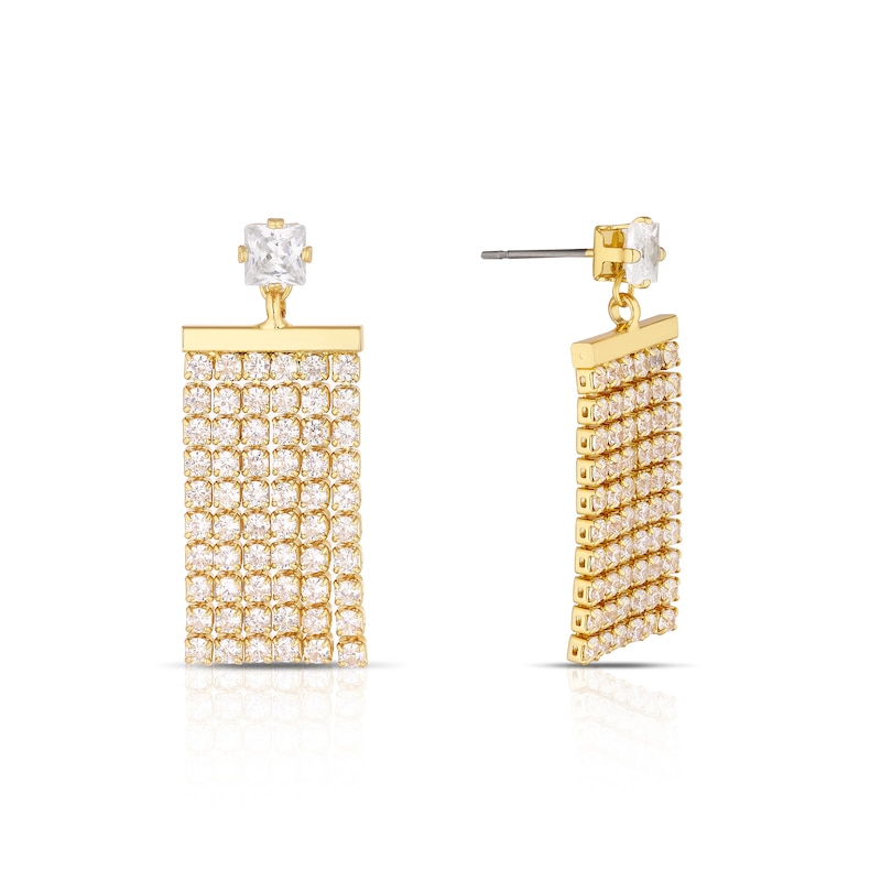 Main Image 1 of Gold Plated Cubic Zirconia Shimmer Drop Earrings