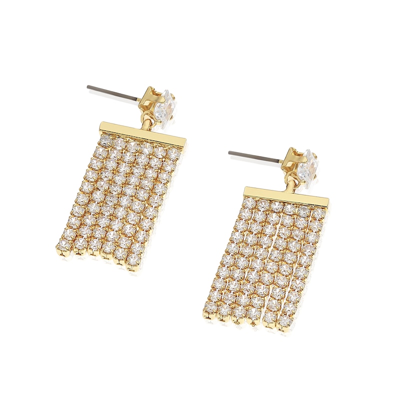 Main Image 2 of Gold Plated Cubic Zirconia Shimmer Drop Earrings