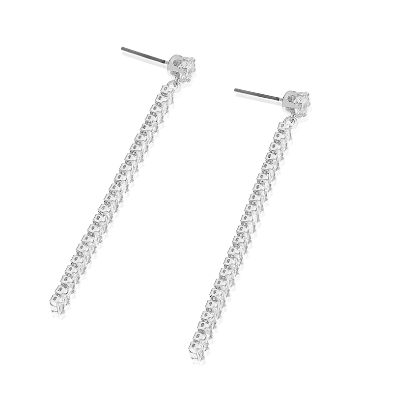 Main Image 2 of Silver Plated Cubic Zirconia Bar Drop Earrings