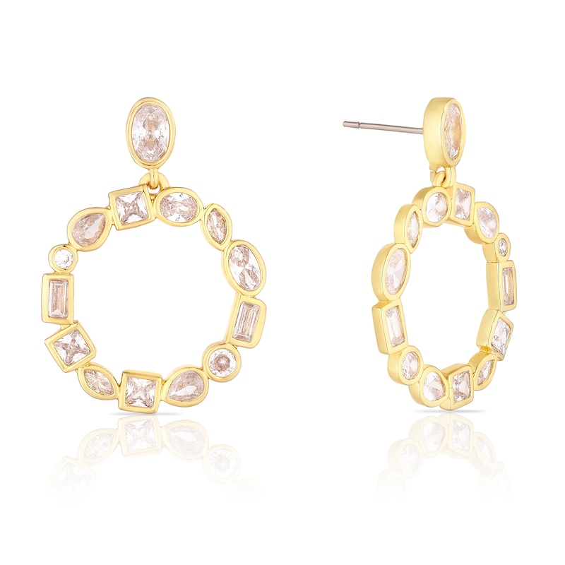 Main Image 1 of Gold Plated Cubic Zirconia Multishape Circle Drop Earrings