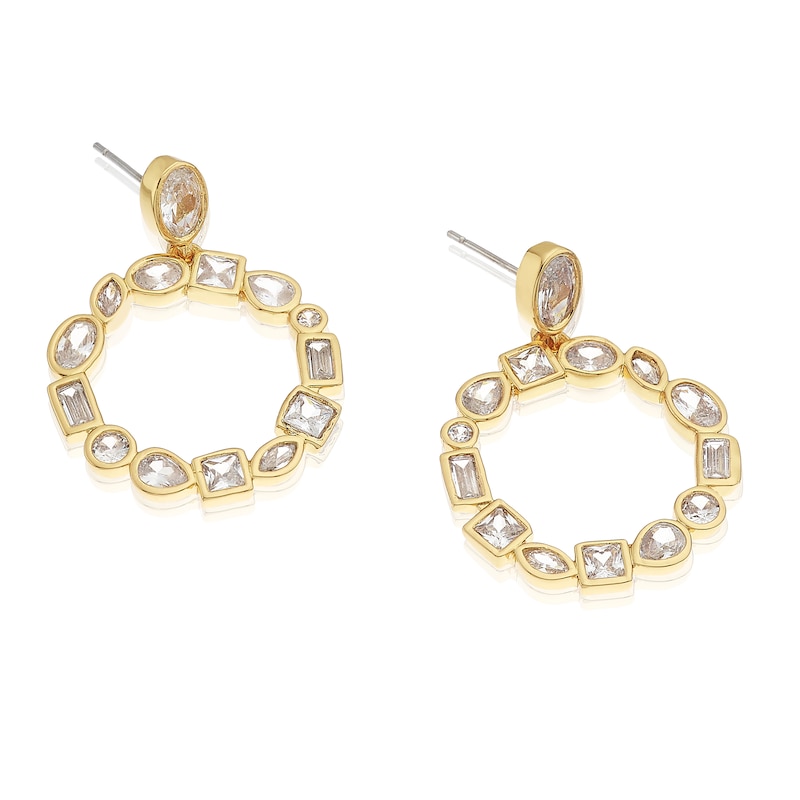 Main Image 2 of Gold Plated Cubic Zirconia Multishape Circle Drop Earrings