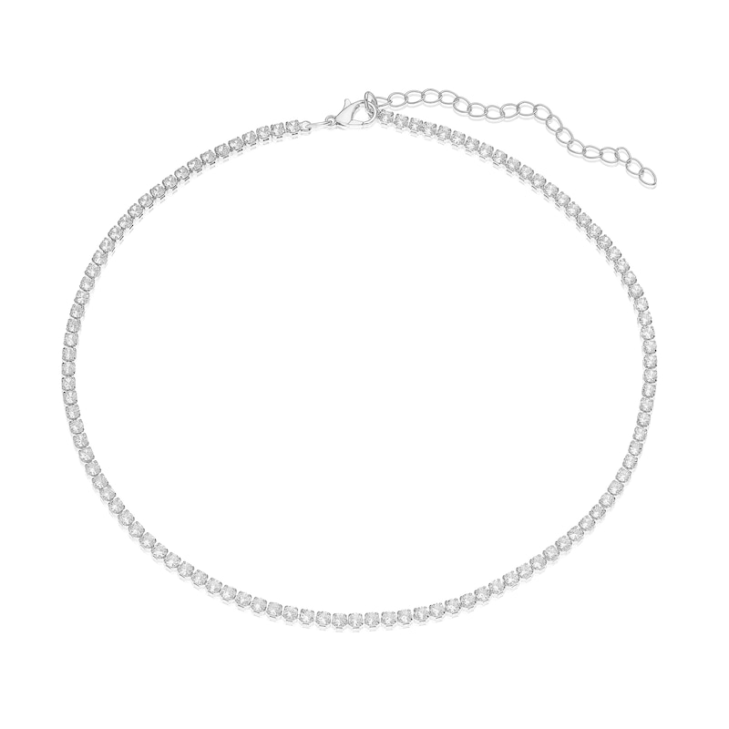 Main Image 2 of Silver Plated Cubic Zirconia 16 Inch Tennis Necklace