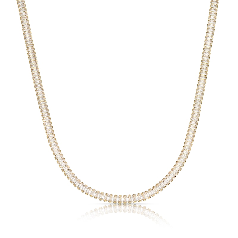 Main Image 1 of Gold Plated Cubic Zirconia 16 Inch Bar Necklace