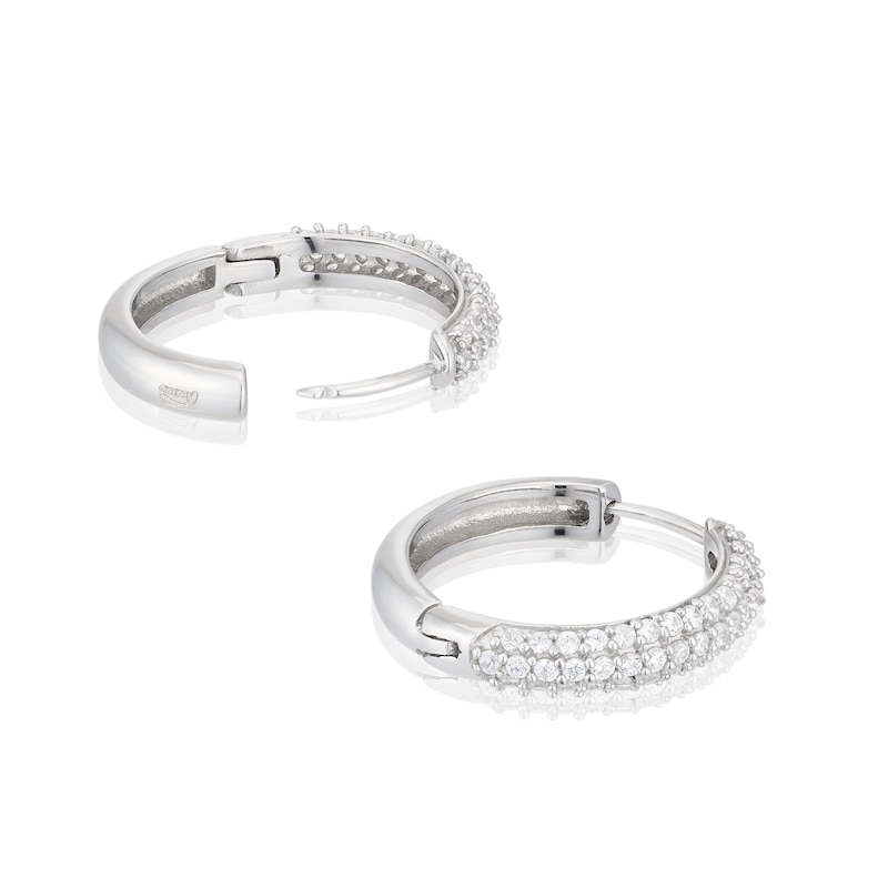 Main Image 2 of Emmy London Platinum Plated Sterling Silver Cubic Zirconia Pavé Set Hoop Earrings