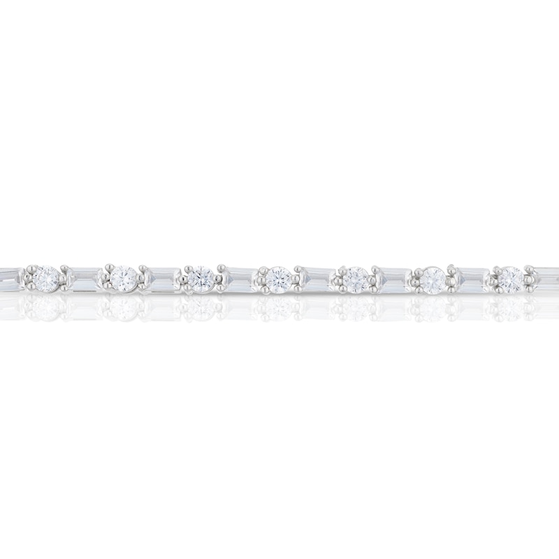 Main Image 2 of Emmy London Platinum Plated Sterling Silver Baguette & Round Cubic Zirconia Tennis Bracelet