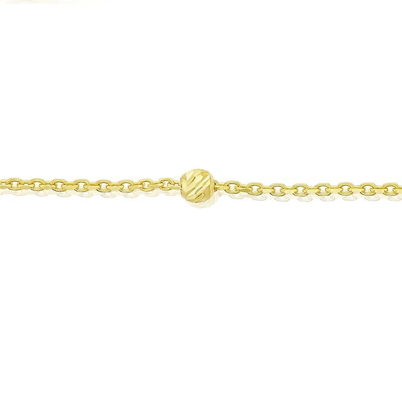 Main Image 2 of 9ct Yellow Gold Diamond Cut Bead Station Bracelet