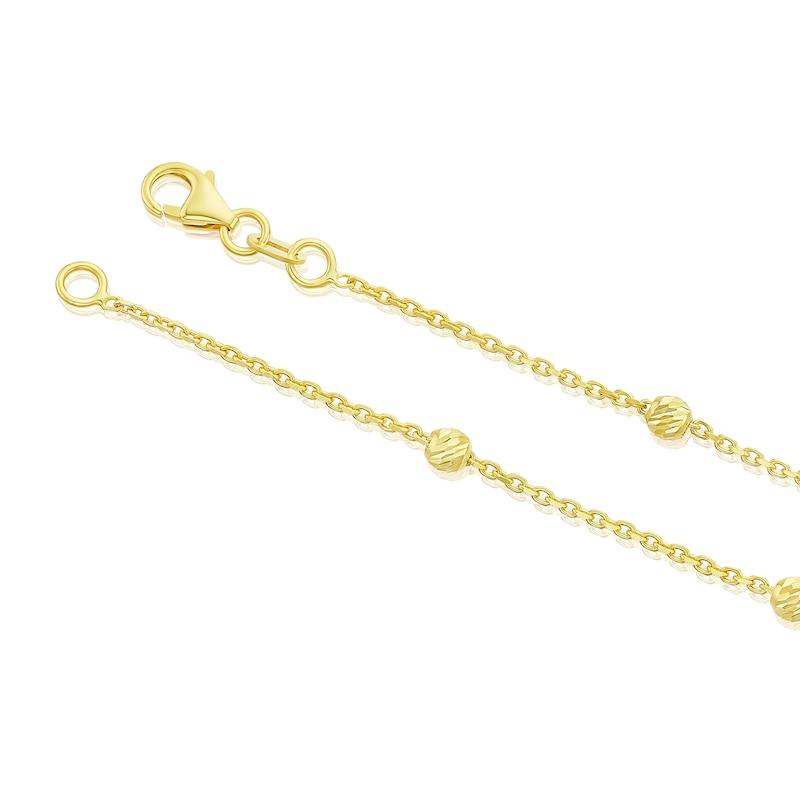 Main Image 3 of 9ct Yellow Gold Diamond Cut Bead Station Bracelet