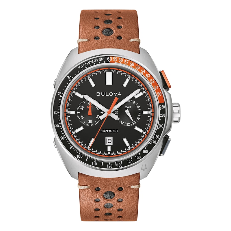 Main Image 1 of Bulova Racing Performance Men's Black Dial Brown Leather Strap Watch