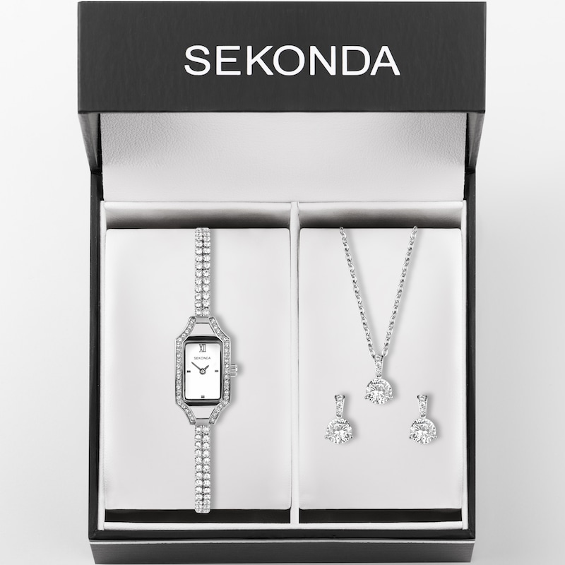 Main Image 2 of Sekonda Gatsby Ladies' Silver Tone Stone Set Watch Gift Set