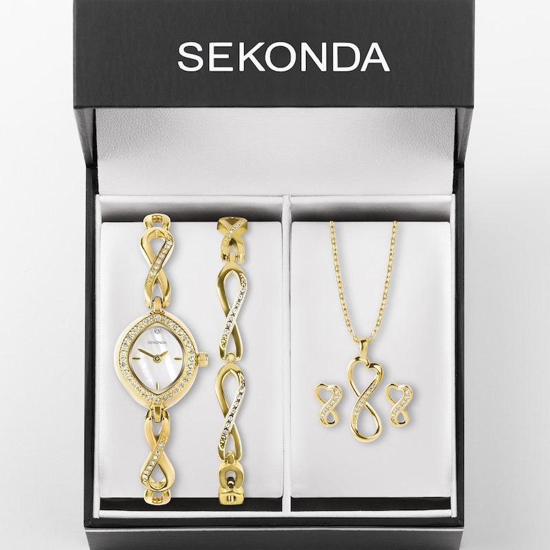 Main Image 2 of Sekonda Infinity Ladies' Gold Tone Stone Set Watch Gift Set