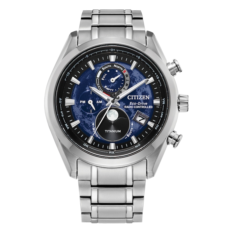 Main Image 1 of Citizen Tsuki-Yomi' Radio-Controlled Moon Phase Blue Patterned Dial Bracelet Watch