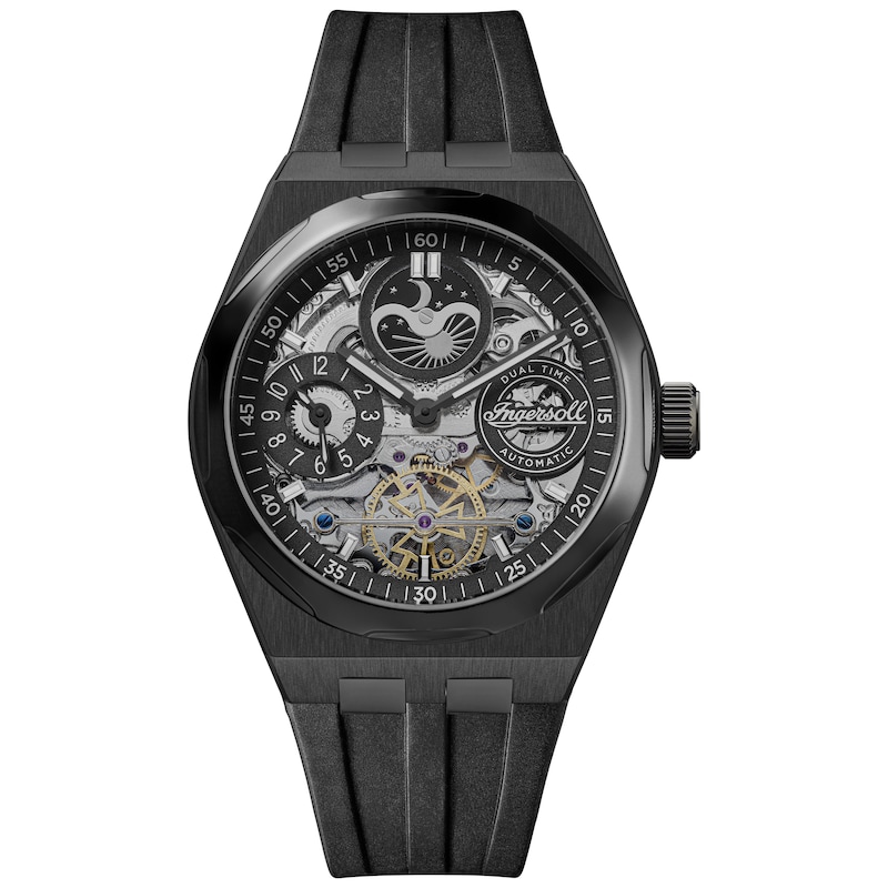 Main Image 1 of Ingersoll 1892 The Broadway Men's Automatic Black Skeleton Dial Black PU Strap Watch