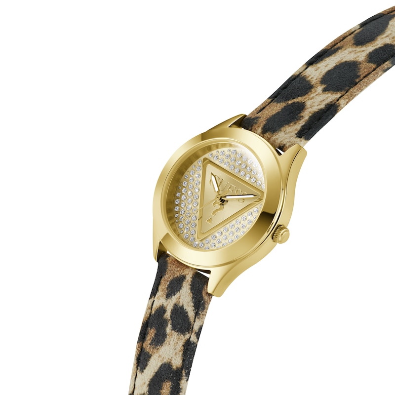 Main Image 4 of Guess Ladies' Stone Set Gold Dial Leopard Print Strap Watch