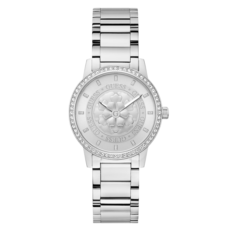 Main Image 1 of Guess Silver Flower Detail Stainless Steel Bracelet Watch