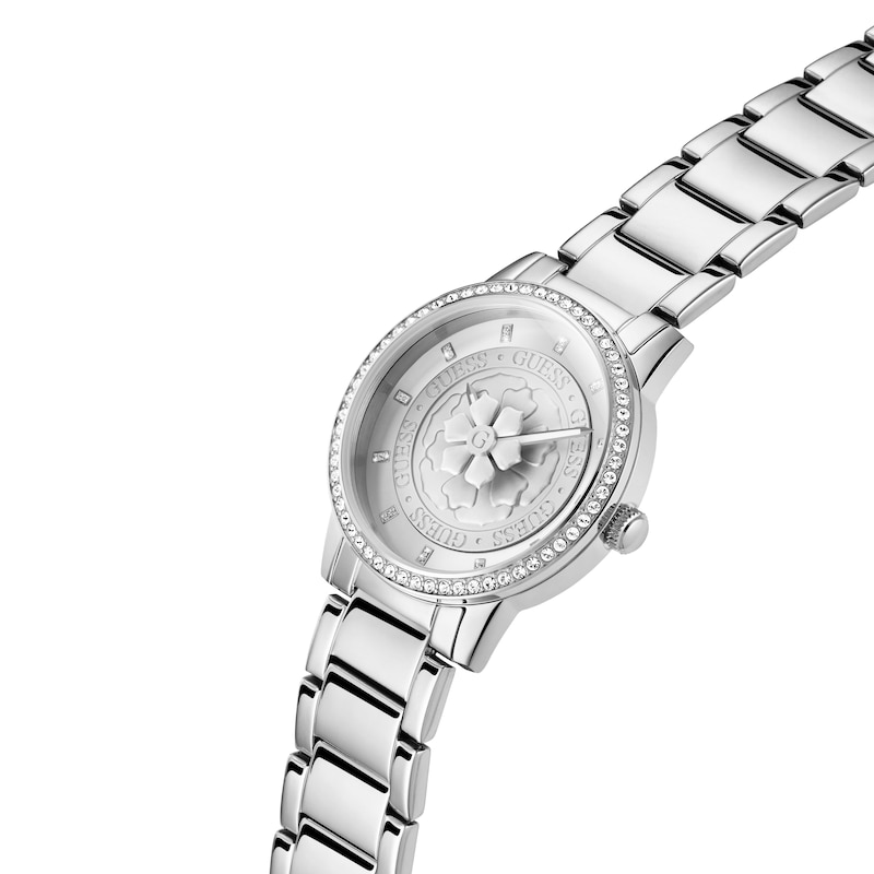 Main Image 4 of Guess Silver Flower Detail Stainless Steel Bracelet Watch