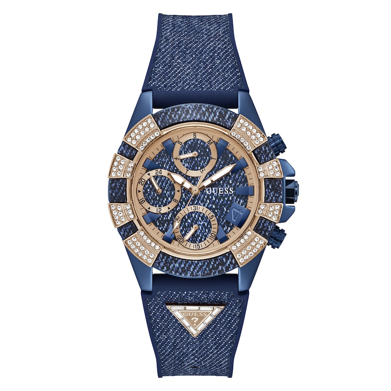 Main Image 1 of Guess 40th Edition Ladies' Denim & Rose Gold Tone Stone Set Watch