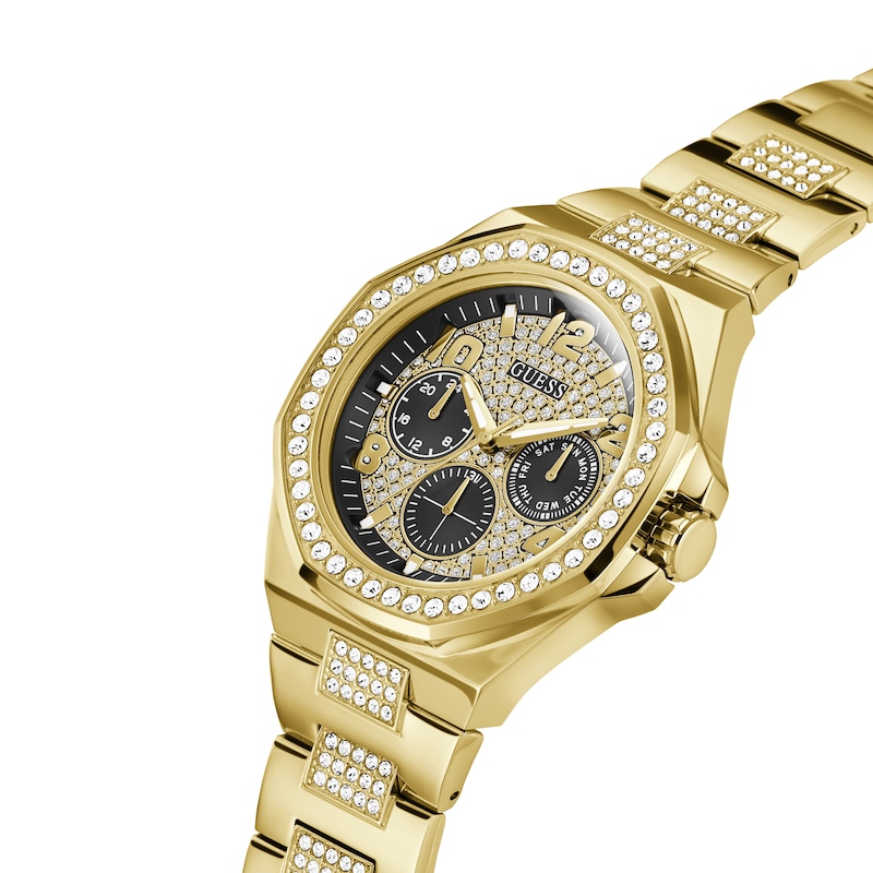 Main Image 4 of Guess Ladies' Stone Set Black Dial Yellow Tone Bracelet Watch