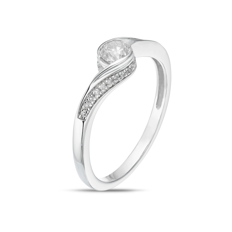 Main Image 2 of 9ct White Gold 0.25ct Diamond Twist Solitaire Ring