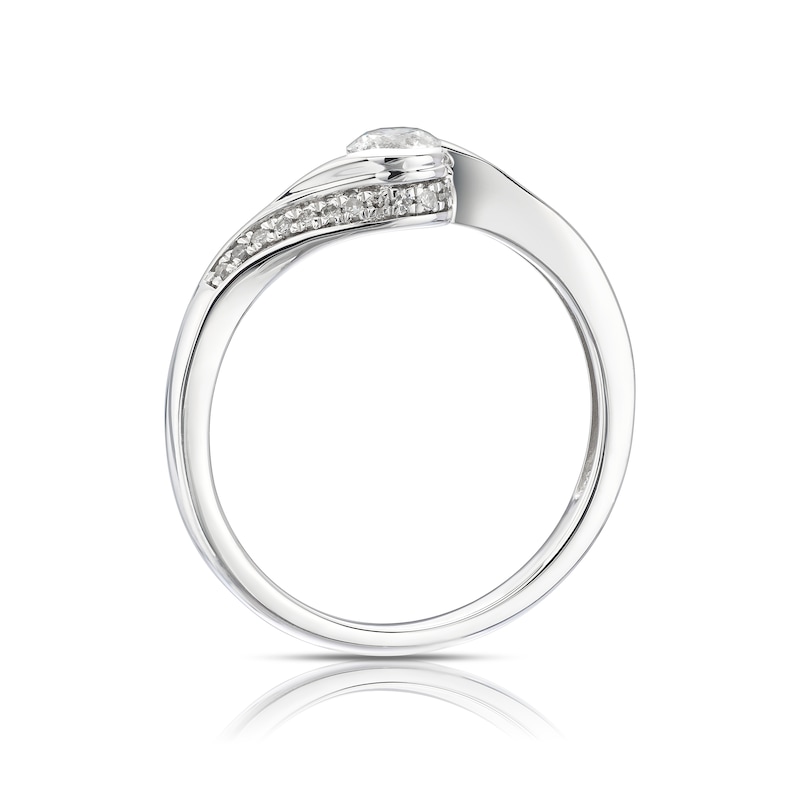 Main Image 3 of 9ct White Gold 0.25ct Diamond Twist Solitaire Ring