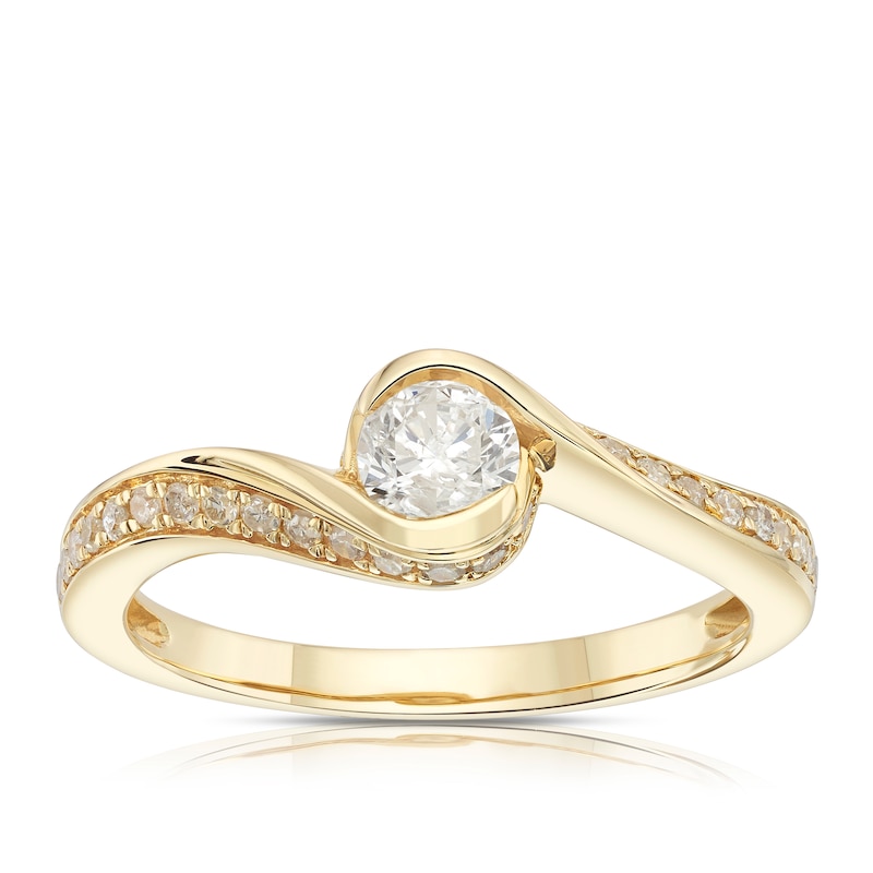 Main Image 1 of 9ct Yellow Gold 0.50ct Diamond Twist Solitaire Ring