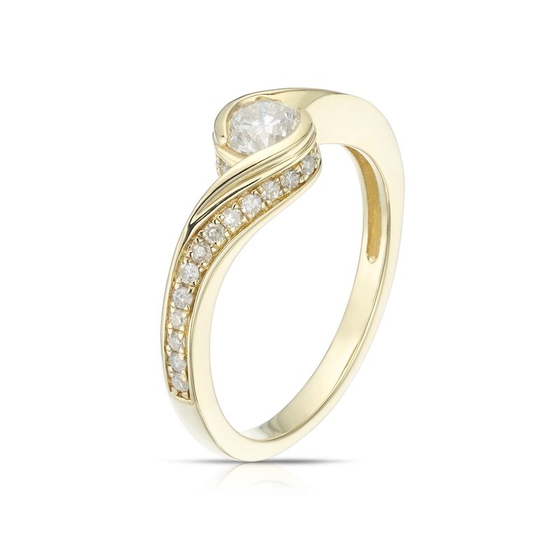 Main Image 2 of 9ct Yellow Gold 0.50ct Diamond Twist Solitaire Ring