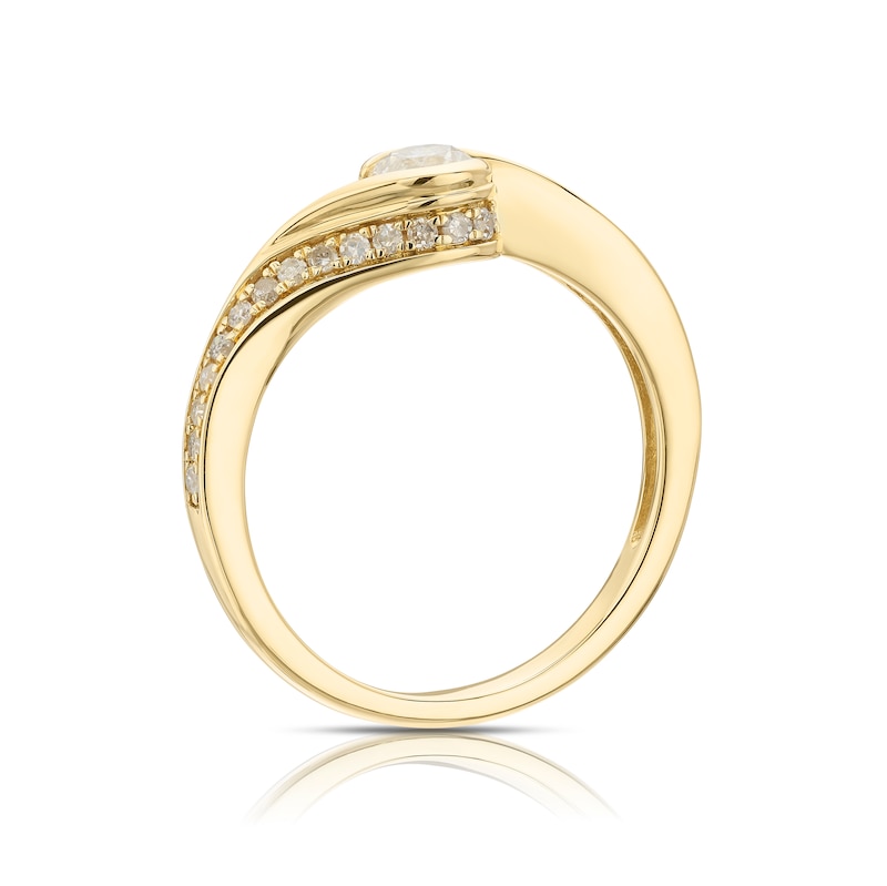 Main Image 3 of 9ct Yellow Gold 0.50ct Diamond Twist Solitaire Ring