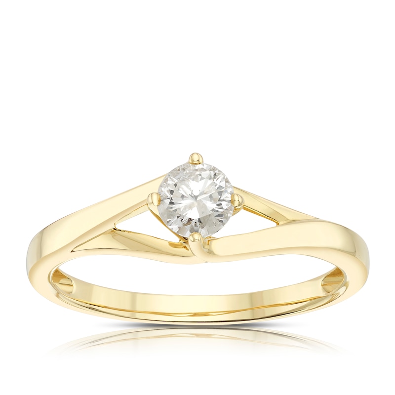 Main Image 1 of 9ct Yellow Gold 0.33ct Diamond Split Shoulder Solitaire Ring