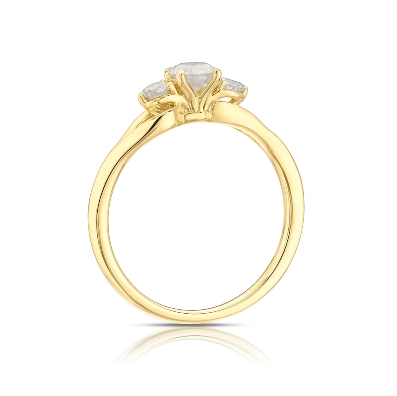 Main Image 3 of 9ct Yellow Gold 0.50ct Diamond Split Shoulder Three Stone Ring