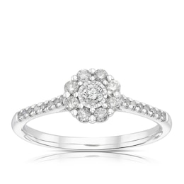 9ct White Gold 0.33ct Diamond Daisy Cluster Ring