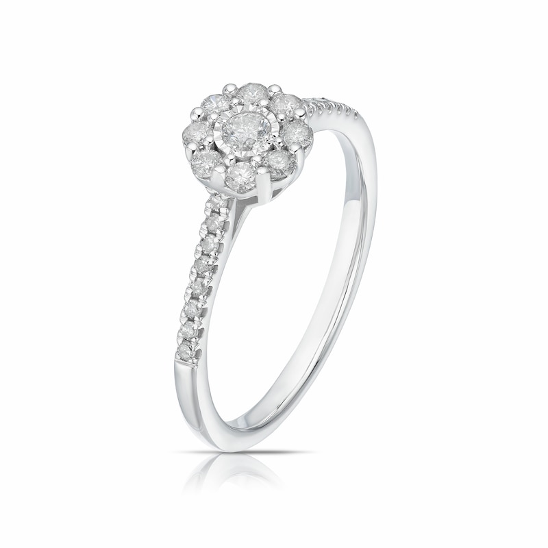 Main Image 2 of 9ct White Gold 0.33ct Diamond Daisy Cluster Ring