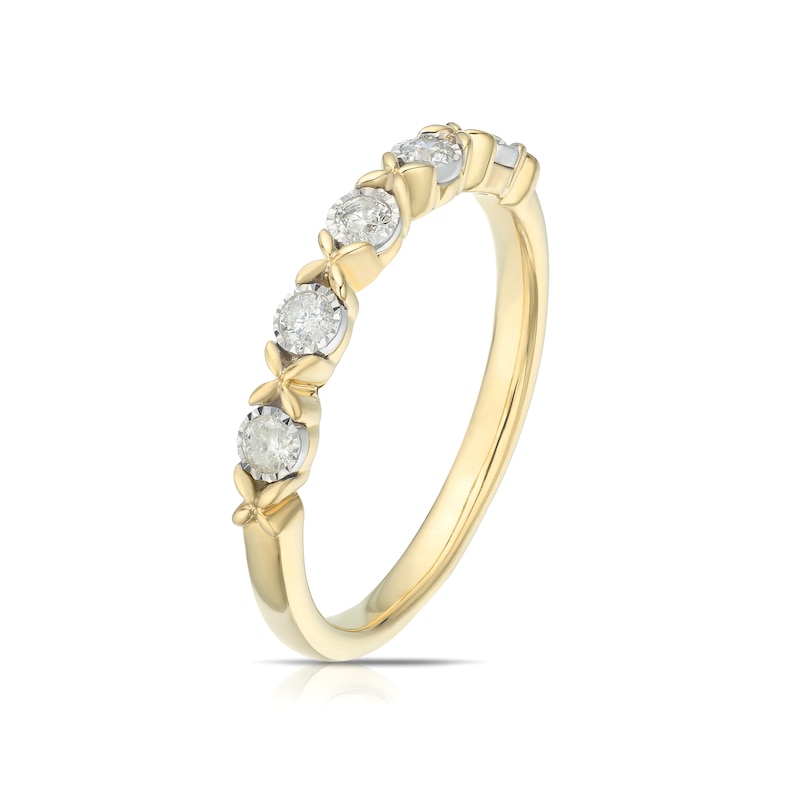 Main Image 2 of 9ct Yellow & White Gold 0.15ct Diamond Kiss Eternity Ring