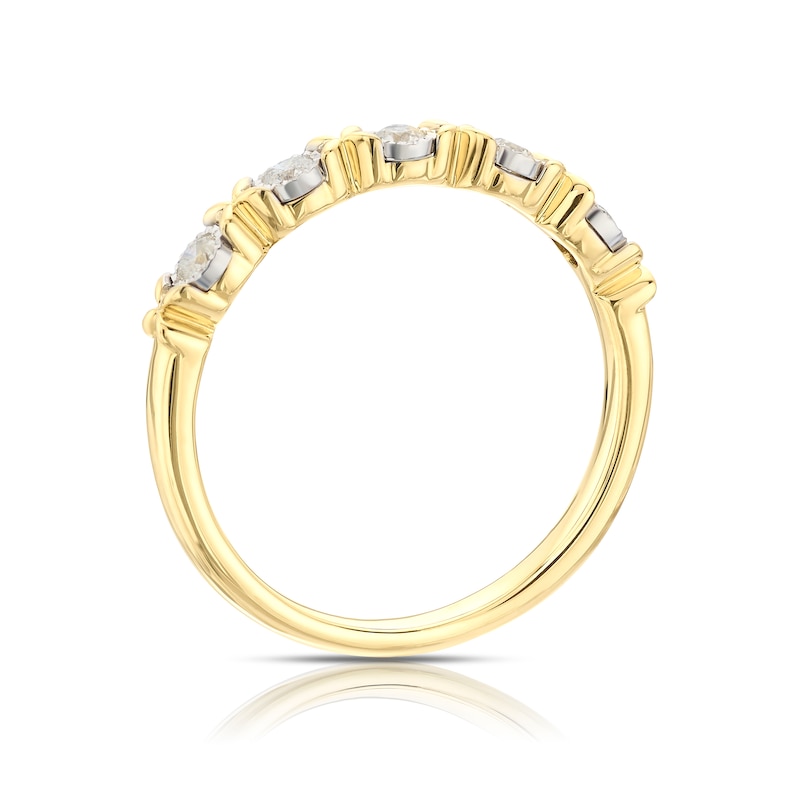 Main Image 3 of 9ct Yellow & White Gold 0.15ct Diamond Kiss Eternity Ring